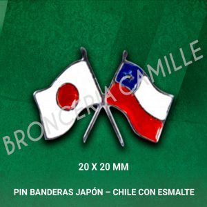 Pin Banderas Japón - Chile con Esmalte
