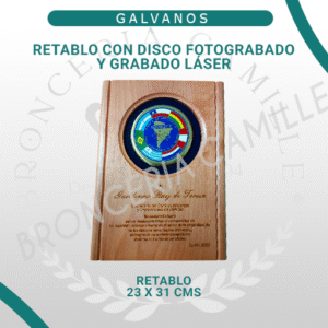 Retablo con Disco Fotograbado y Grabado Láser