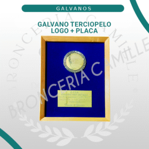 Galvano Terciopelo con Logo y Placa 15 x 19 CMS - 19 x 24 CMS - 24 x 29 CMS