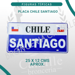Placa Chile Santiago Metálica