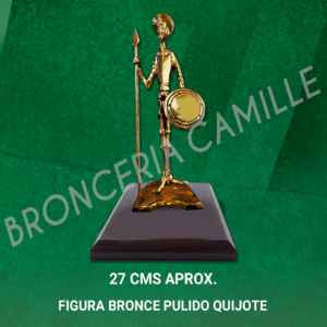 Quijote Bronce Pulido En Retablo Madera
