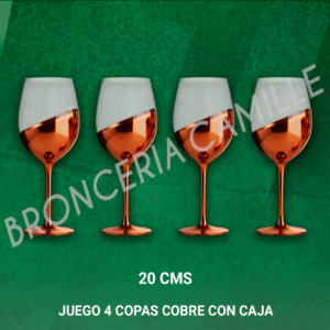 Juego 4 Copas Cobre Con Caja