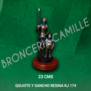 Quijote Y Sancho Resina Base Madera Circular