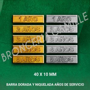 Barra Dorada y Niquelada Años de Servicio