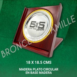 Madera Plato Circular en Base Madera