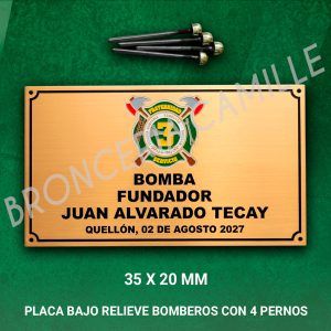 Placa Bomberos Bajo Relieve Con 4 Pernos