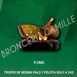 TROFEO DE RESINA PALO Y PELOTA GOLF A 243